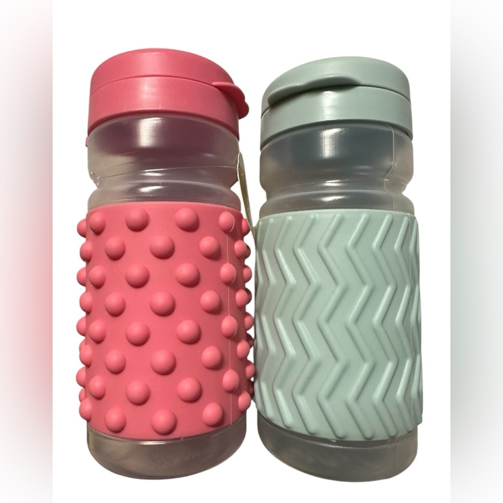 Set of 2 Target Kids Bottles with Pink and Mint Grips